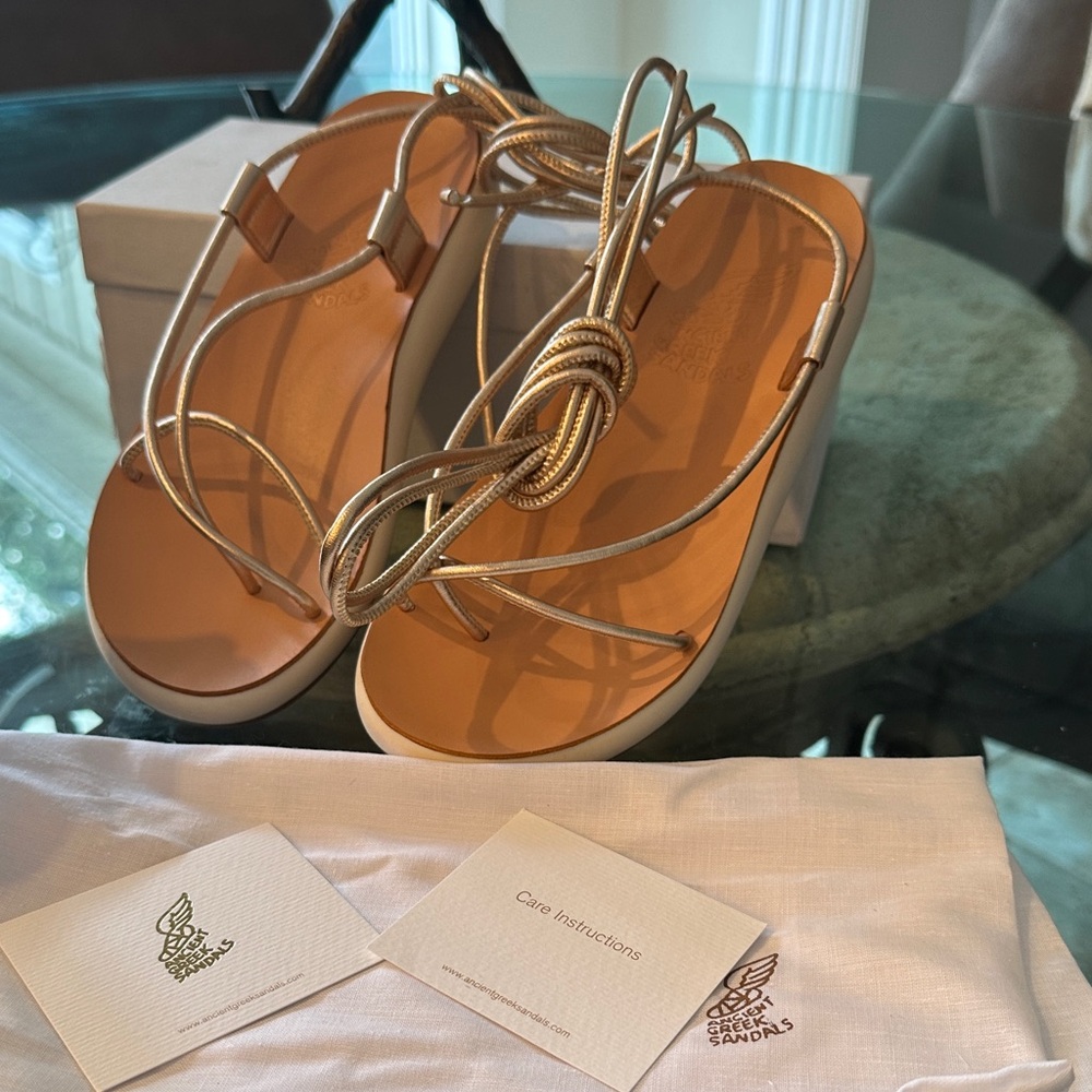 $280 New in Box Ancient Greek Sandals Gold Strappy Sandals sz 36 - Picture 4 of 13